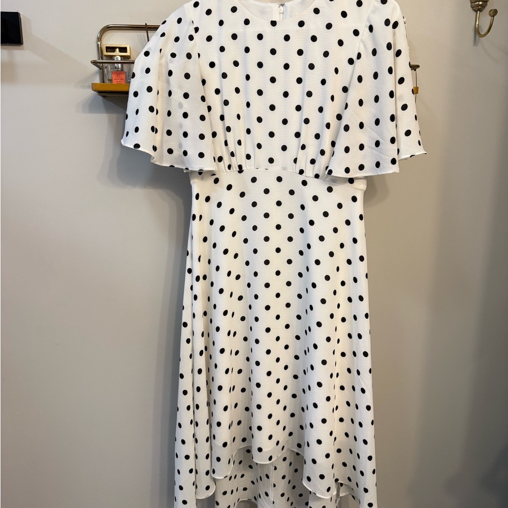 Eliza J Elegant Black and White Polka Dot Dress